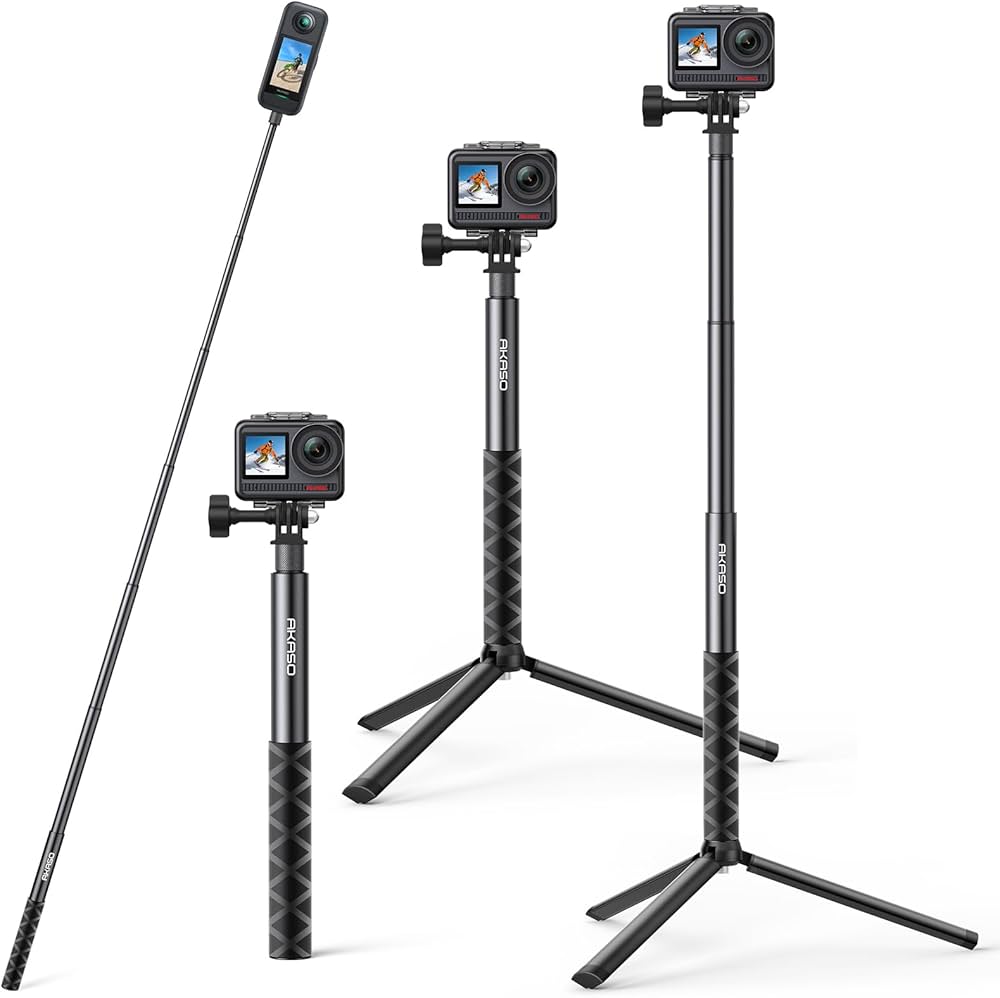 Amazon | AKASO 47インチ 伸縮可能な自撮り棒と三脚スタンド