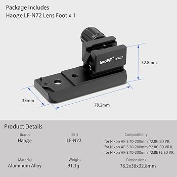 Amazon | Haoge LF-N72 レンズカラー 交換フット 三脚マウントリング