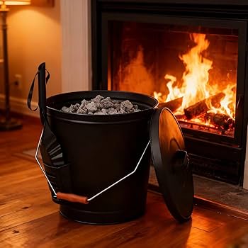 Amazon.com: ZENY Fireplace Ash Bucket with Shovel and Lid, 5