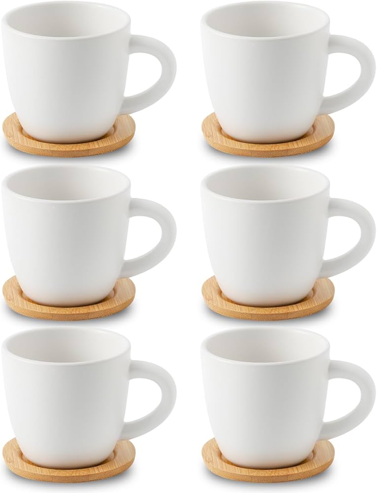 Amazon.com | Hasense 8 oz Cappuccino Cups with Saucers set of 6