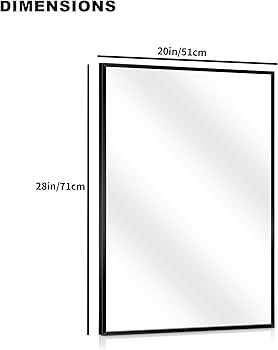 COFENY Black Bathroom Mirror for Wall, 20x28 Inch Rectangle
