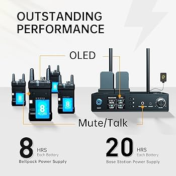 Amazon | Hollyland Mars T1000 ワイヤレスインターカムシステム 4人用