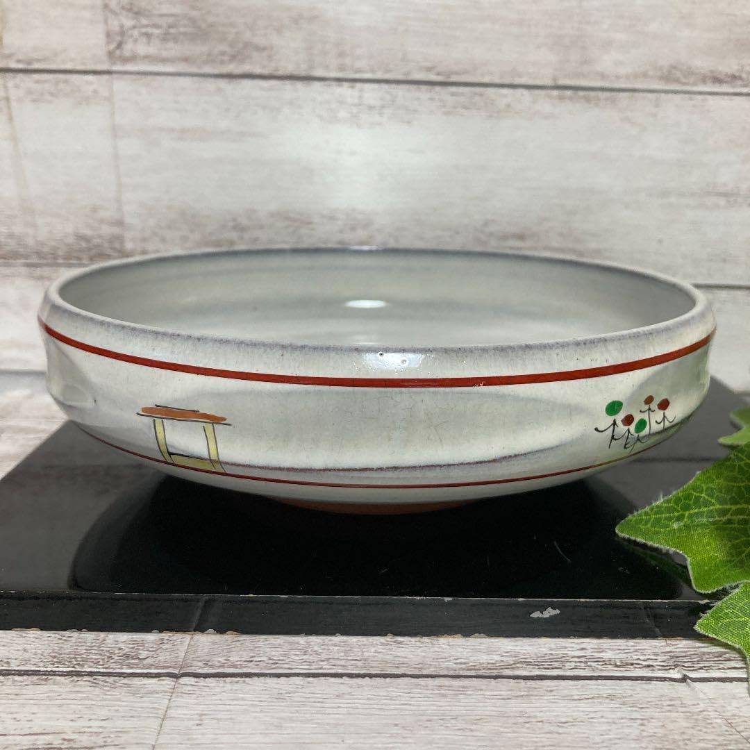 Amazon.co.jp: 奈良赤膚焼 赤膚山 奈良絵 刻印 浅皿丸鉢 盛鉢 菓子鉢