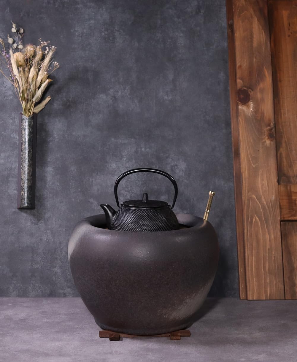 Amazon.co.jp: 火鉢 セット 5点セット（本体・五徳・火箸・焼杉台・灰