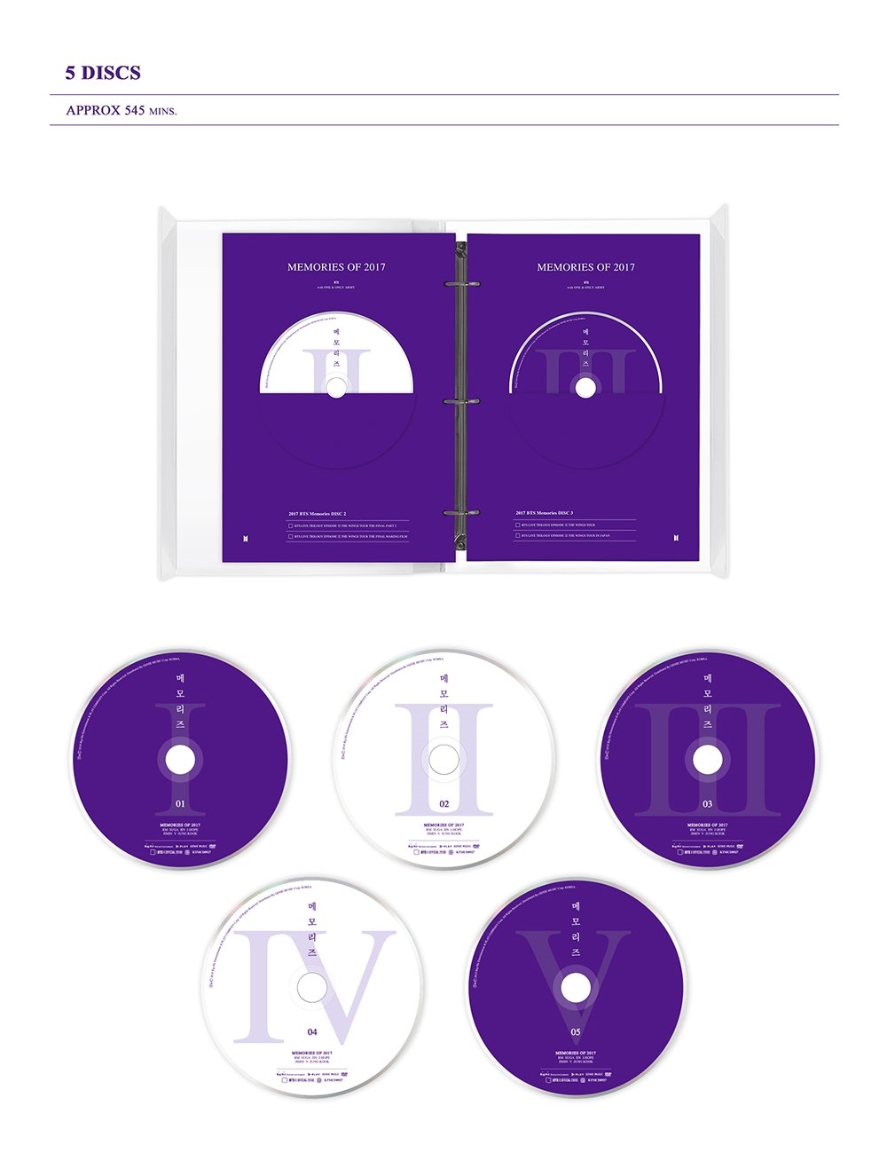 Amazon.com: BigHit BTS Memories of 2017 DVD 5DVD+Photobook+Paper