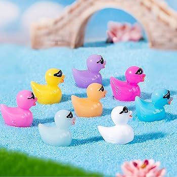 110 Pcs Mini Resin Ducks with Sunglasses, 11 Colors, Mini Resin