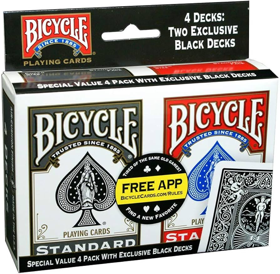 Amazon.com: 4 Decks Bicycle Rider Back Standard Poker Playing