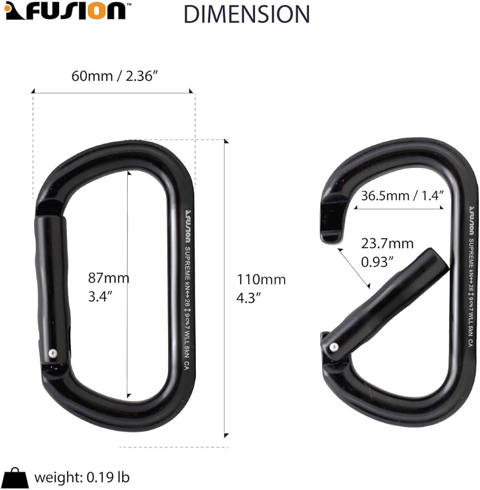 Amazon.com : Straight Gate Carabiner - Black, Supreme Oval-Shaped