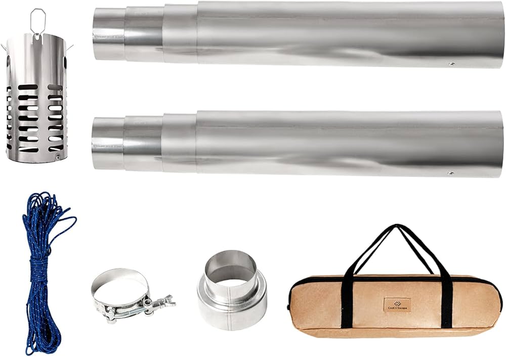 Amazon | COOK'N'ESCAPE チタン 薪ストーブ 煙突セット 手巻き不要