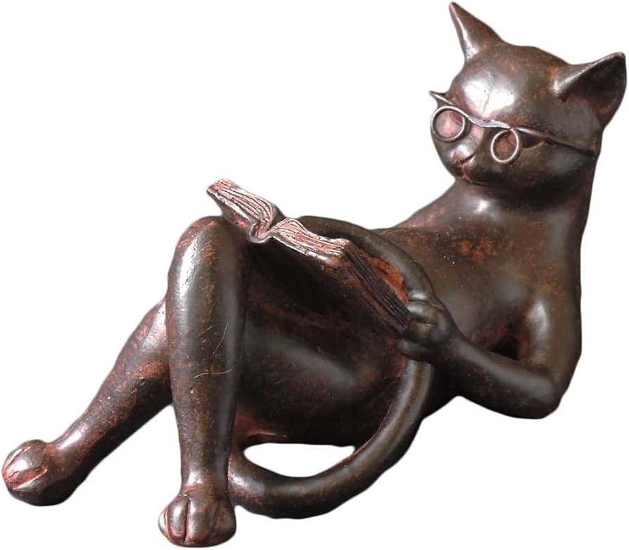 Amazon.co.jp: 東洋石創 オブジェ アンティーク調 読書 ねこ 11027