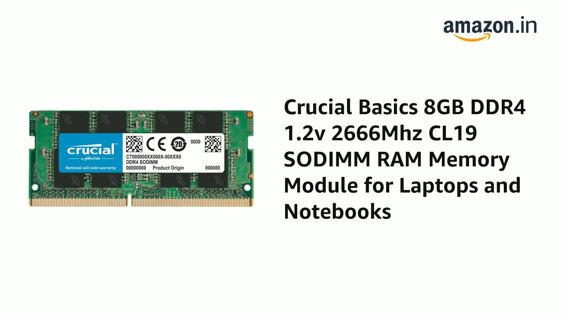 Amazon.in: Buy Crucial Basics 8GB DDR4 1.2v 2666Mhz CL19 SODIMM
