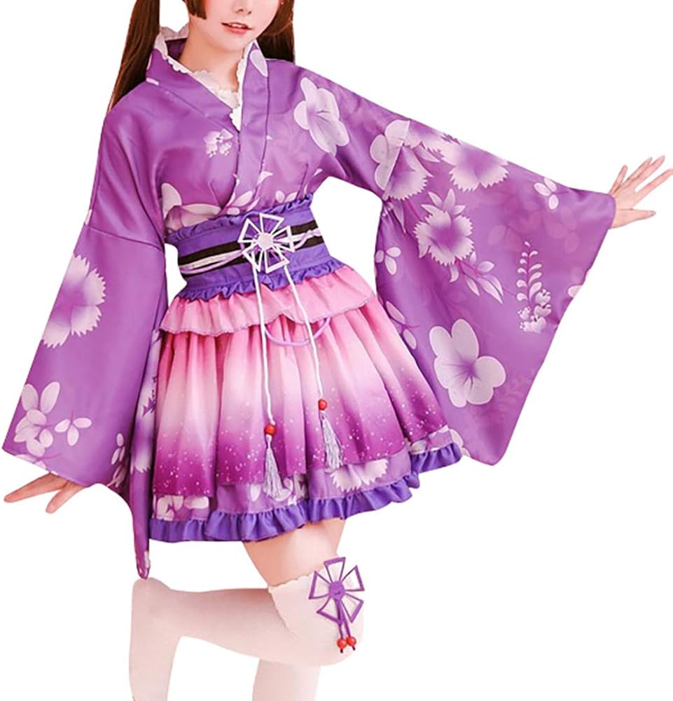 Amazon.co.jp: [みさ] アイドル風 花柄 着物ドレス 花魁 コスプレ衣装