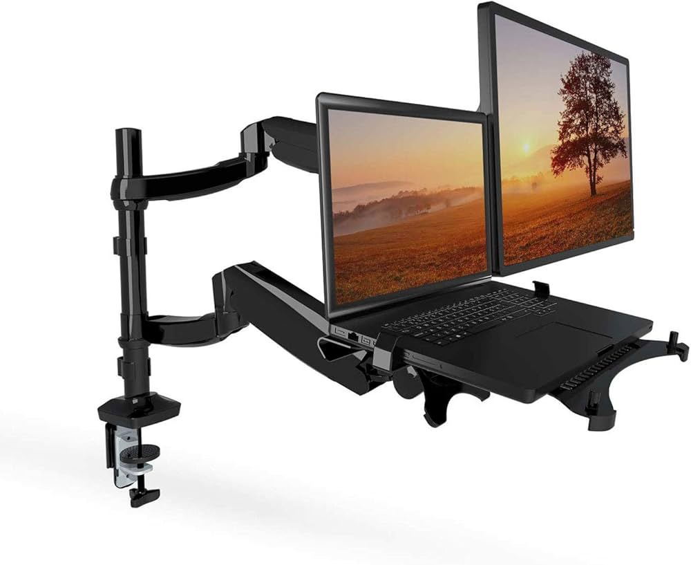 Amazon.co.jp: Loctek モニターアーム&ノートパソコンスタンド ガス