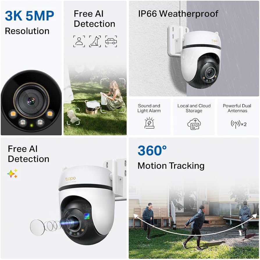 Amazon.com : Tapo 3K 5MP Outdoor Pan/Tilt Security Wi-Fi Camera