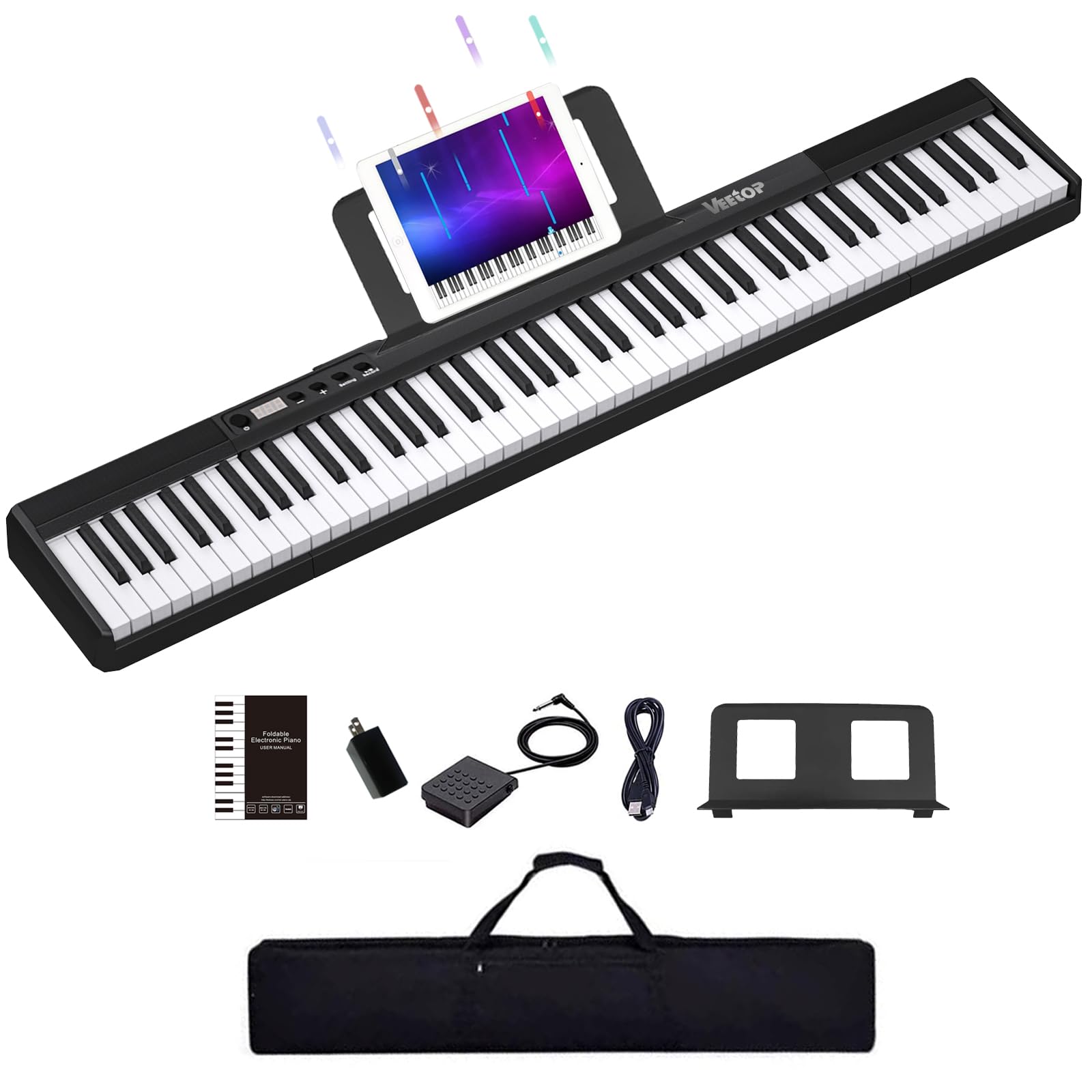 Amazon | Veetop 電子ピアノ 88鍵盤 充電式 キーボード ピアノ 88鍵盤
