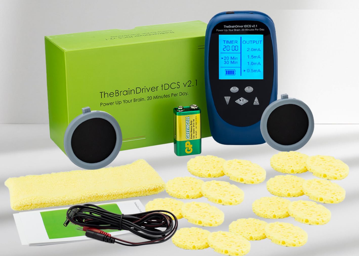 Dispositivo tDCS - TheBrainDriver v2. tDCS com 8 conjuntos totais