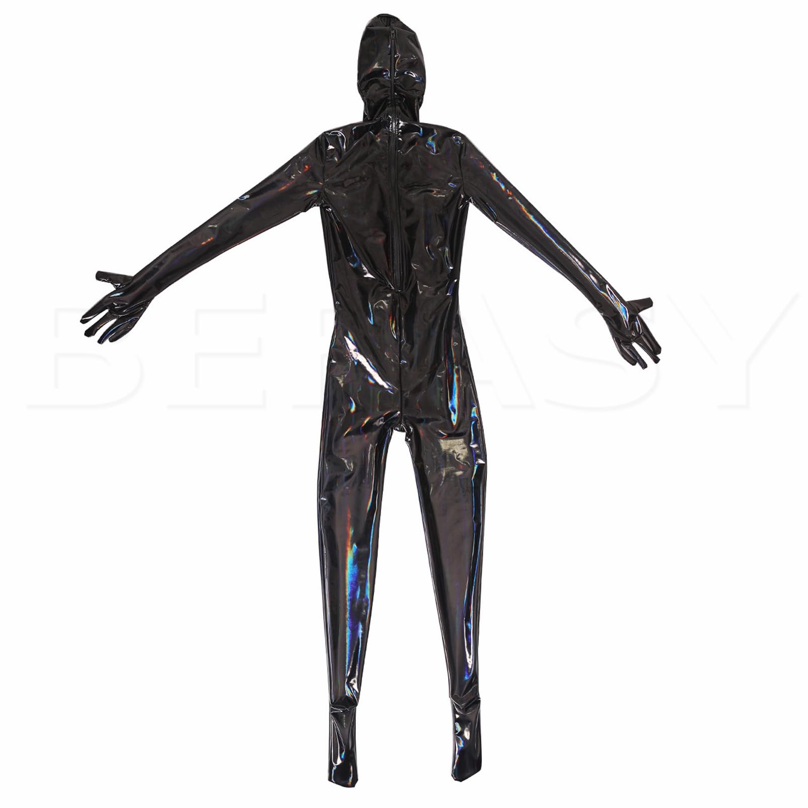 Amazon | BEFASY 五本指 全身タイツ 光沢 黒 顔なし 仮装 変身