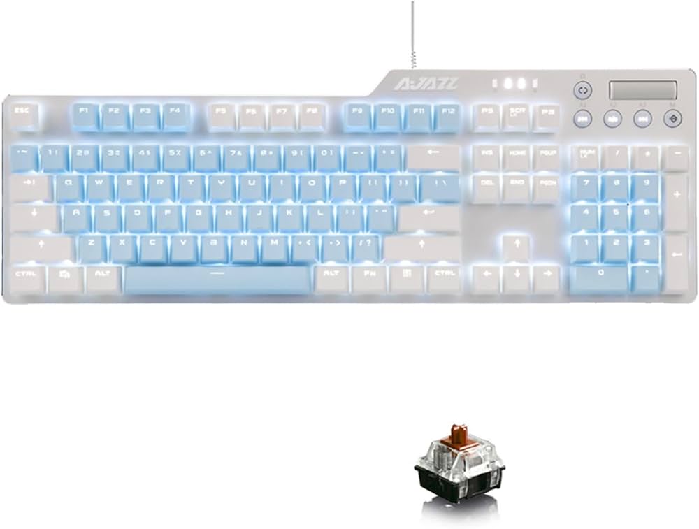 Amazon | メカニカルキーボード 有線 ゲーミングキーボード 白いバック