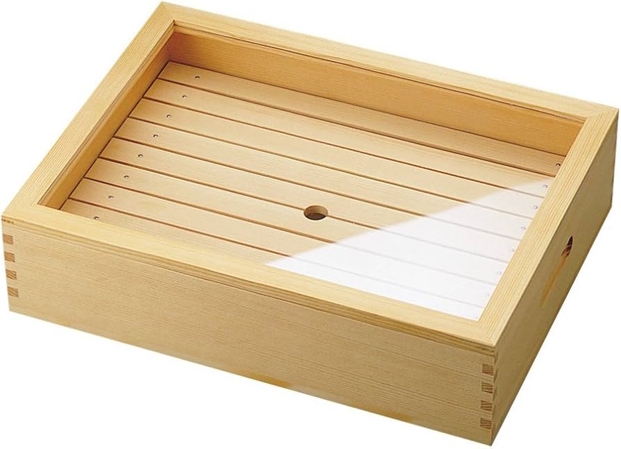 Amazon｜ヤマコー 木製 ネタ箱 目皿・アクリル蓋付 大 白木 39×29×10cm