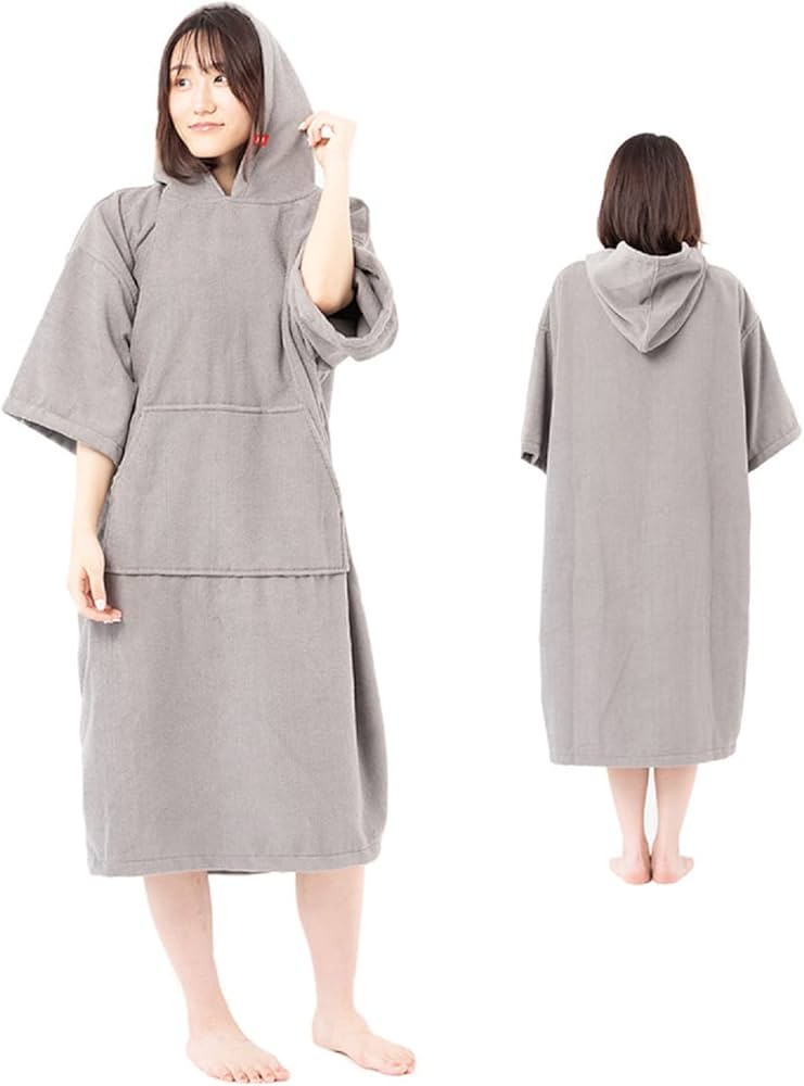 新品未使用 SEEA シーア タオルガウン ポンチョ ライトグレー 新品未