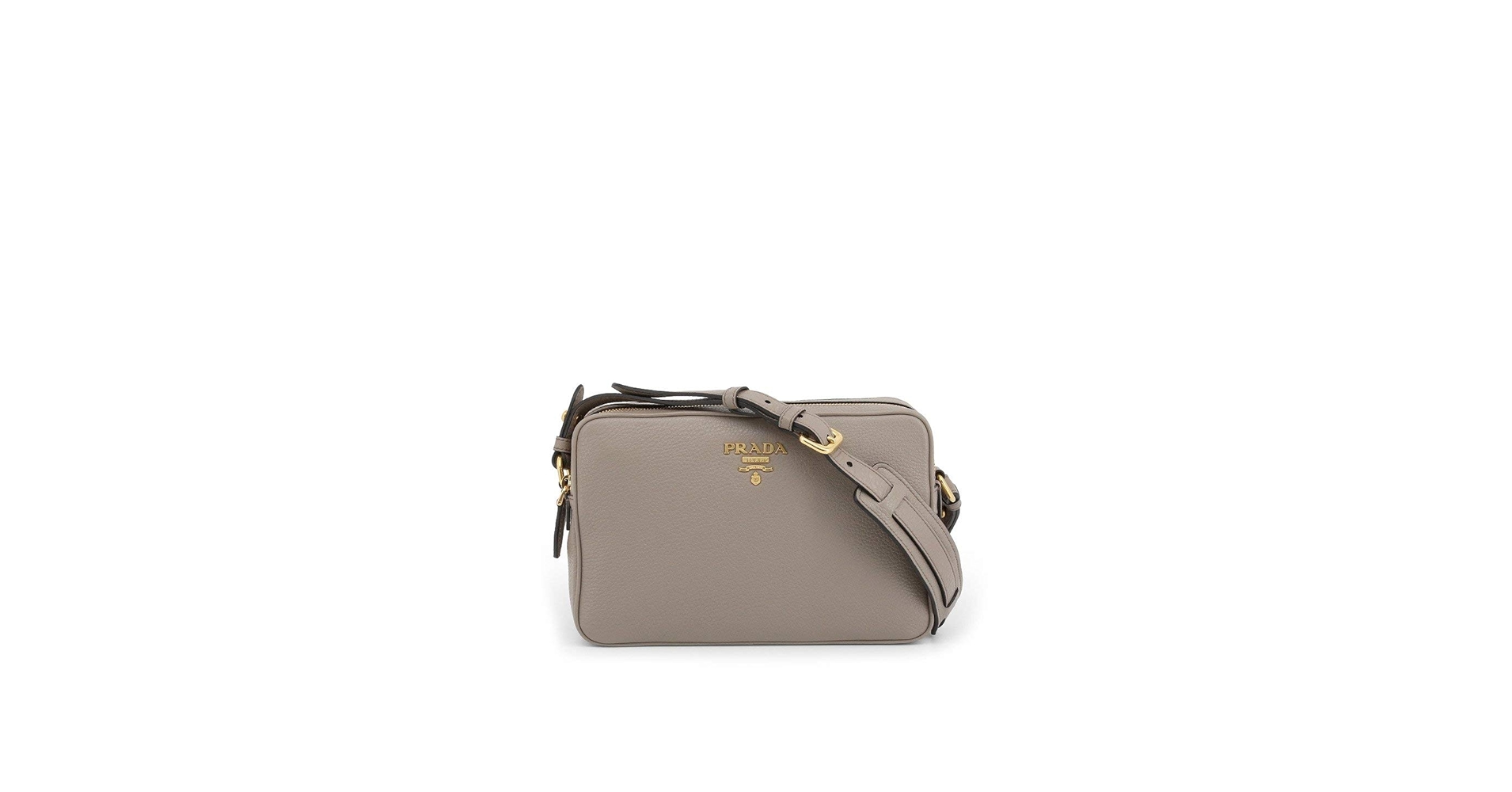 Prada Women's Gray Vitello Phenix Leather Crossbody 1BH079