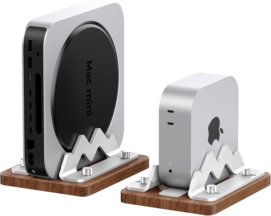 AODUKE Walnut Wooden MacMini Stand for MacMini M4 M3 M2 M1, Small