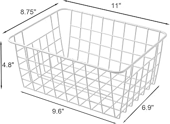 Amazon｜11インチ 直立型 冷凍庫収納バスケット ホワイトワイヤー収納