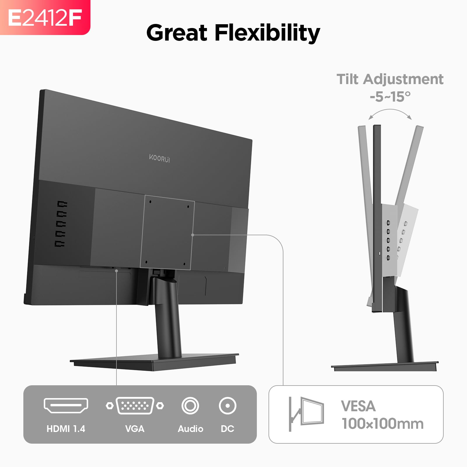 Amazon.com: KOORUI E2412F 24 inch Computer Monitor, Full HD 1920 x