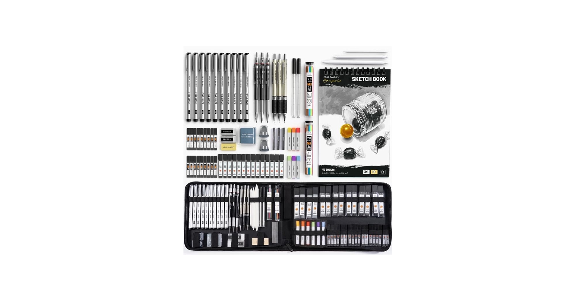 Amazon.com: Four Candies 73PCS Advanced Art Supplies Drawing Kit