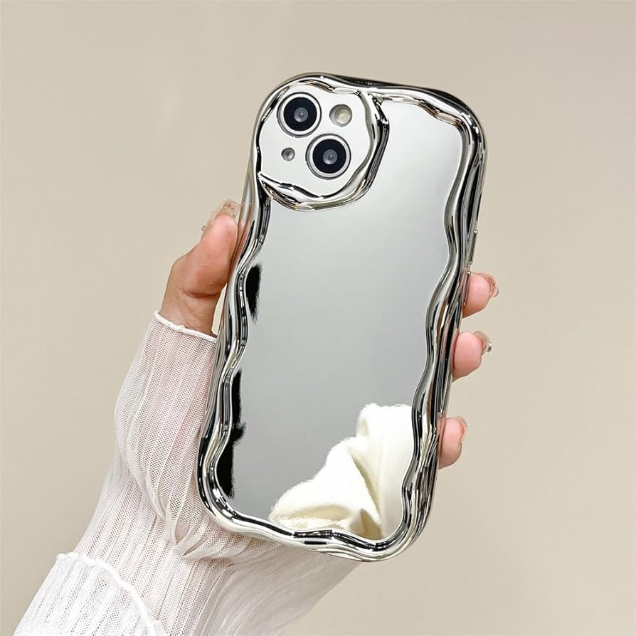 Amazon.com: YUMESS 3D Curly Wave Silver Mirror Case For iphone 14