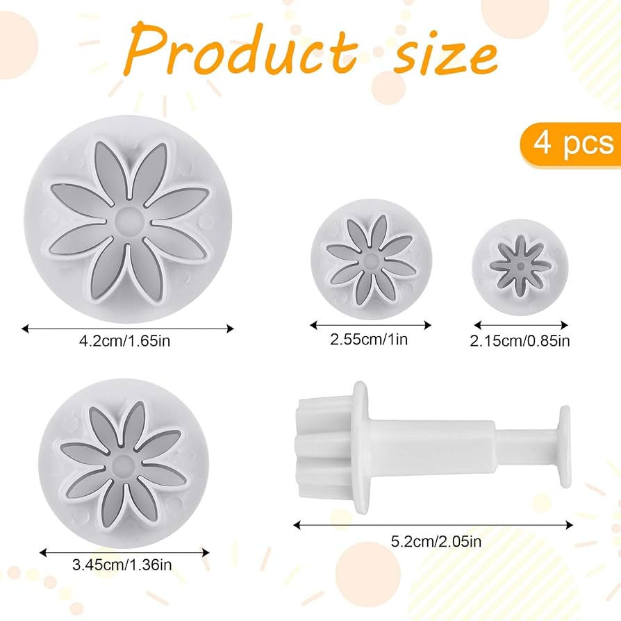 Amazon.com: Daisy Fondant Cutter, 4PCS Flower Plunger Cutters