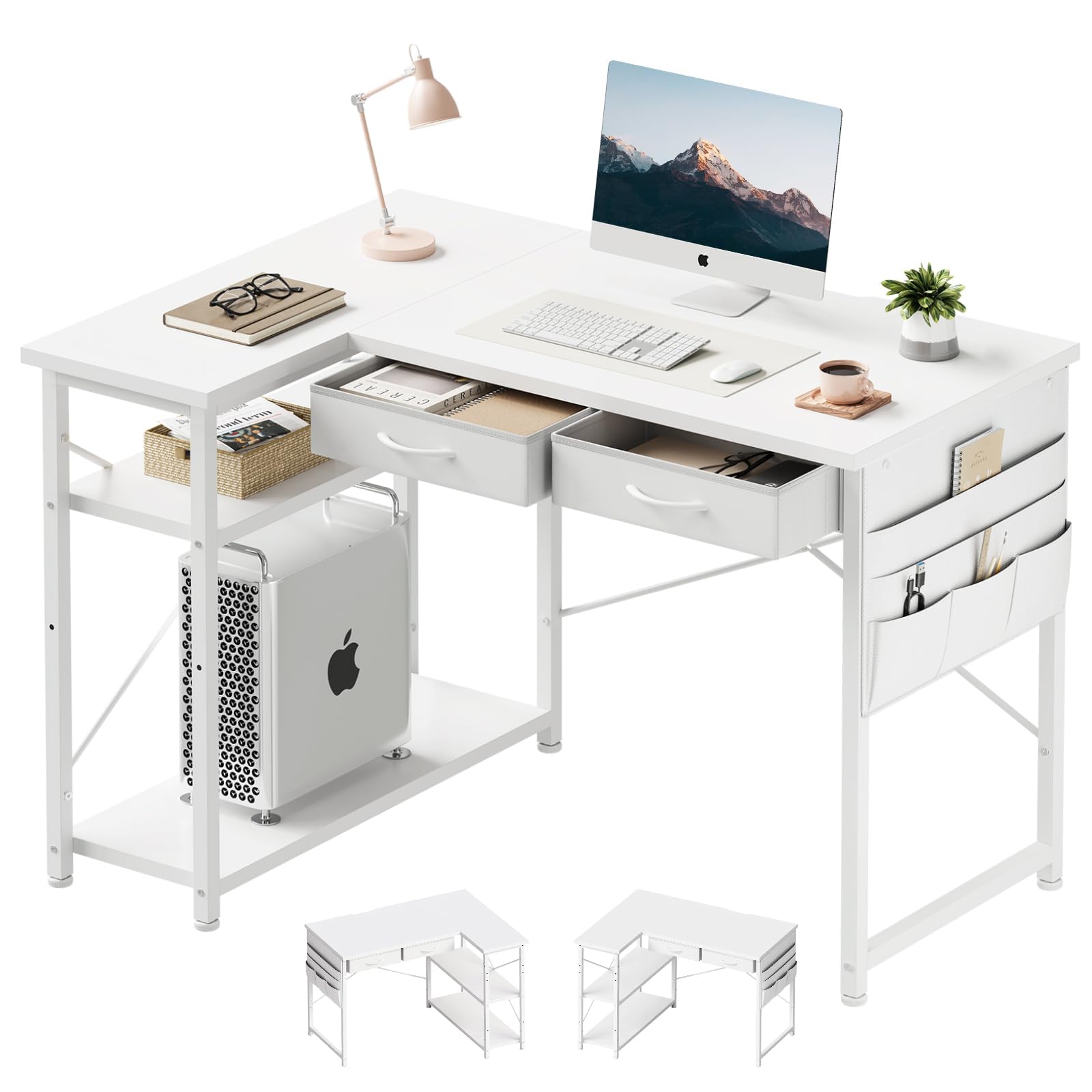 Amazon | Maihail l字デスク机pcデスク パソコンデスク 幅100cm×奥行