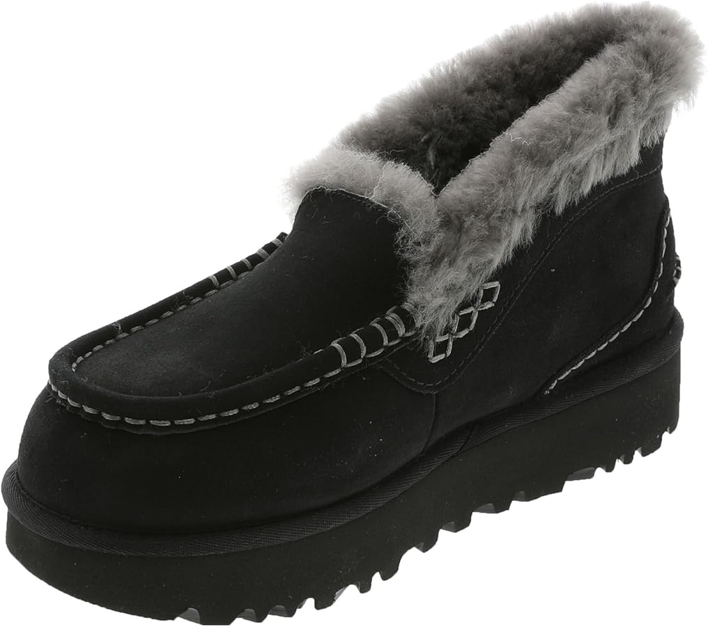 Amazon.com | UGG Women's Ansley Parc Slipper, Black, 7 | Slippers