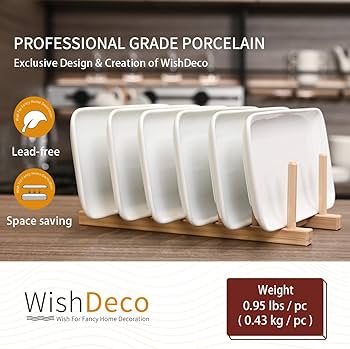 Amazon.com | WishDeco Small Rectangle Plates Set of 6, White