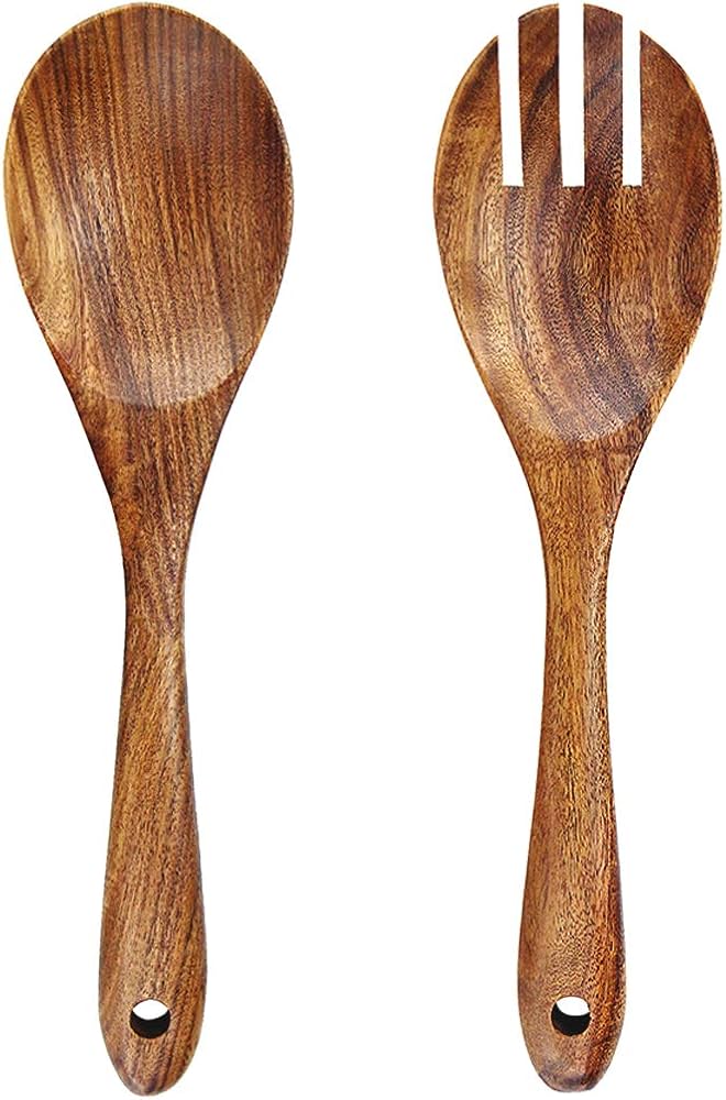 Amazon.co.jp: YFWOOD サラダサーバー スプーン フォーク 2本セット