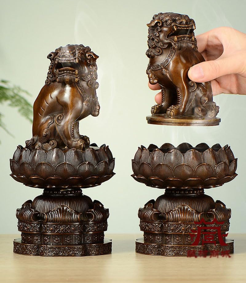 Amazon｜仏具 香炉 机上香炉 風水開運置物 狛犬（獅子狛犬）古美色 胴