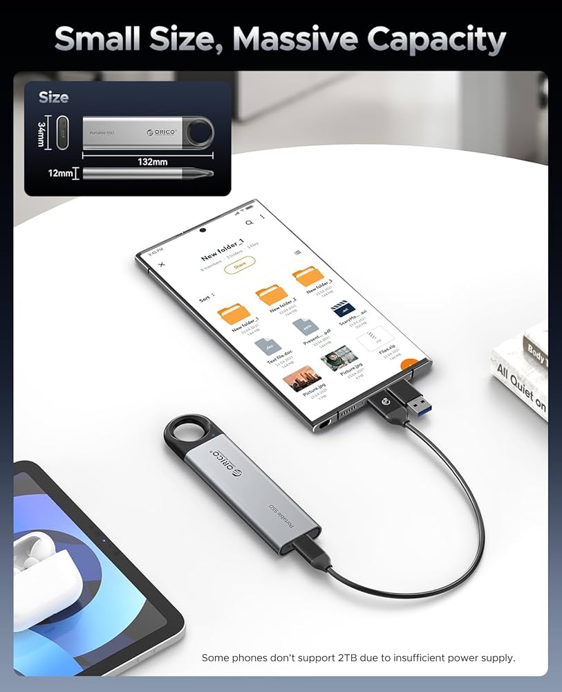 Amazon.com: ORICO 2TB External SSD Up to 1050MB/s, Hanging Hole