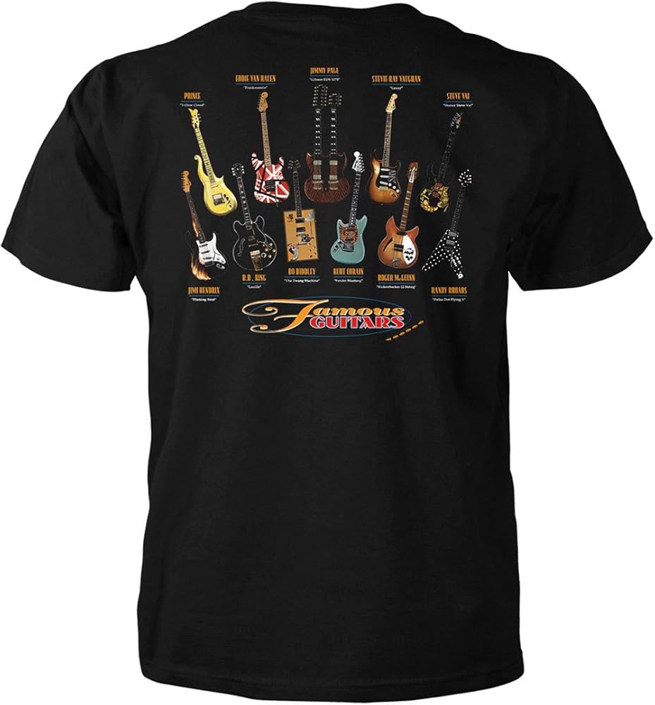 Amazon.com: Famous Guitars T-Shirt (Small, Black) : Clothing