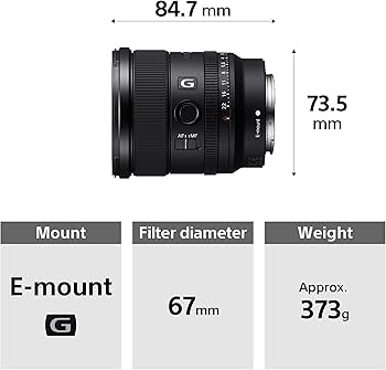 Sony E Mount Sony FE 20mm F1.8 G Full-Frame Lens (SEL20F18G