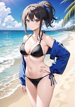 Amazon.co.jp: 黒水着 黒髪 女子高生 ポスター jkさん ACGカード ACG