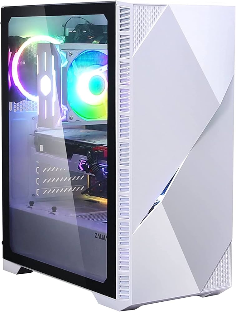 Amazon | ZALMAN Z3 Iceberg White ミドルタワーPCケース 多角形