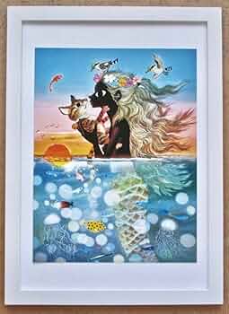 Amazon.co.jp: 藤城清治「夕陽の中の愛の奇跡」 画集画 A4額入り