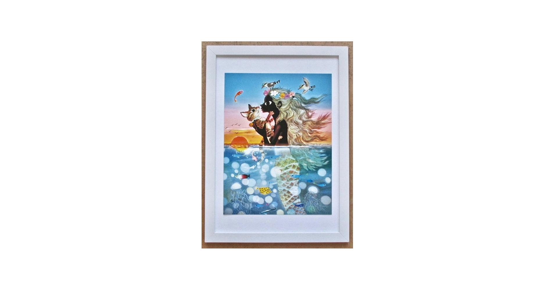 Amazon.co.jp: 藤城清治「夕陽の中の愛の奇跡」 画集画 A4額入り