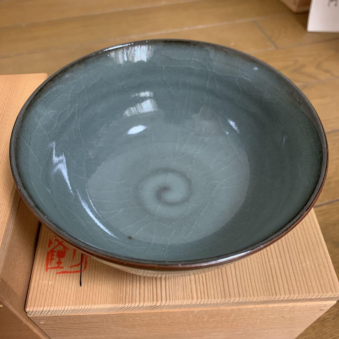 Amazon.co.jp: ⑦ 松本城御用窯六代目陶工 木村万岳作 青白磁 茶碗