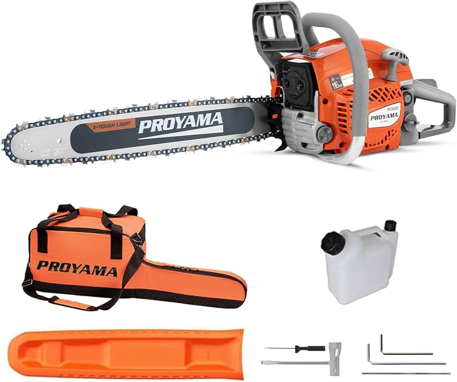 Amazon.com : PROYAMA 62CC Gas Powered Chainsaw, 20 Inch 2-Cycle
