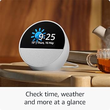 Echo Spot (newest gen), Smart alarm clock with vibrant sound +