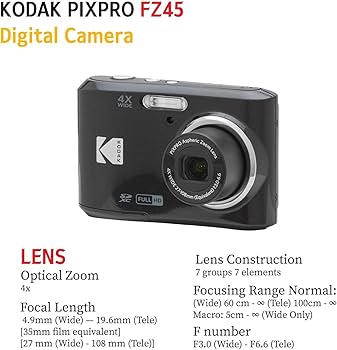 Amazon.com : KODAK PIXPRO FZ45 16MP Digital Camera with 4X Optical