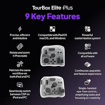 Amazon.com: TOUR BOX Elite Plus - iPad Drawing Bluetooth