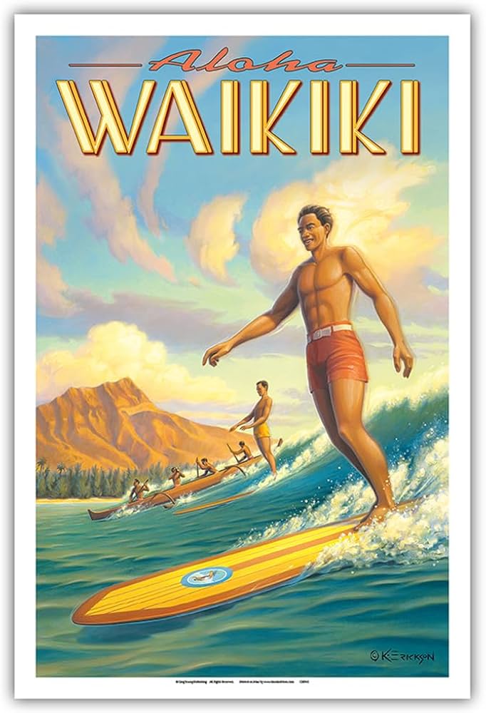 Amazon.com: Aloha Waikiki - Surfing - Diamond Head - Oahu