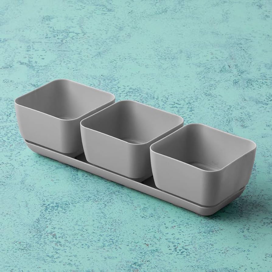 Amazon.com: Novelty 10010 Herb & Succulent Trio Planter, Gray